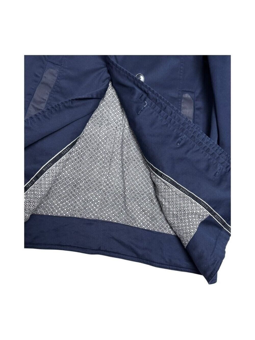 DIESEL Luxury Designer Navy Blue Cotton Light Trench Jacket Womens Large - Picture 6 of 10